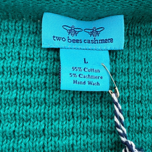 Two Bees Cashmere Cardigan Sweater Womens Size L Open Front Long Sleeves - Picture 2 of 8